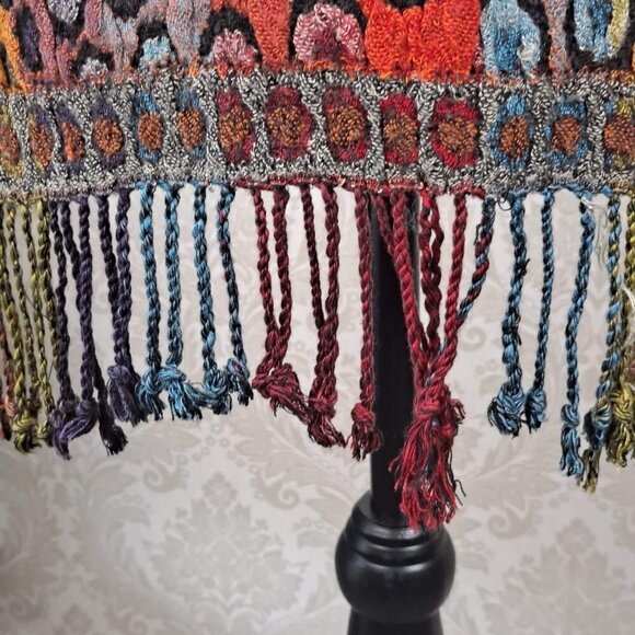 Silk Blend Oblong Scarf Fall Colors Fringed Ends Made in Nepal - Picture 3 of 10